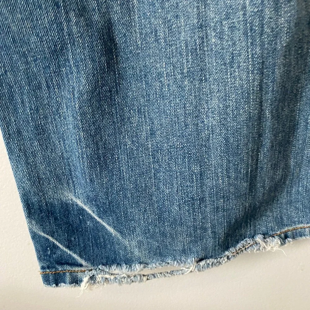 VTG Lucky Brand Slim Bootleg Distressed Jeans Men 36 Blue Button Fly Made in USA